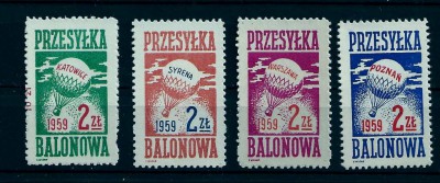 1959 r. Winietki  Przesyłka balonowa.**