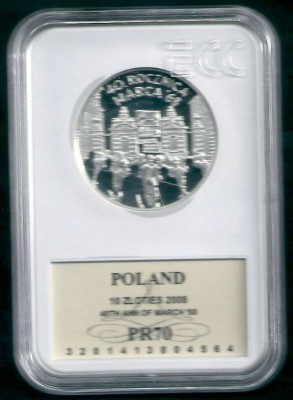 2008 r. Grading. 10 zł. 40 Rocznica Marca 68.