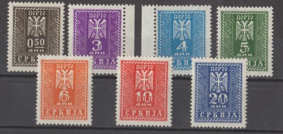 SERBIEN DOPŁATY- 1943 Mi - 16-22 czyste