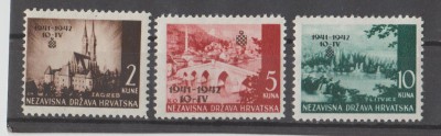 CHORWACJA NIEZALEŻNE PAŃSTWO - 1942 - Mi 78-80