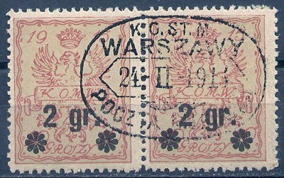 1916 r. Fi 9a** Parka z stemplem Warszawa.