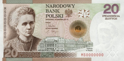 2011 r Banknot 20 zł Maria Curie-Skłodowska  UNC
