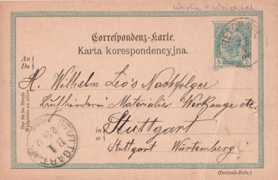 Karta korespondencyjna - Wisła 22.04.1900r.