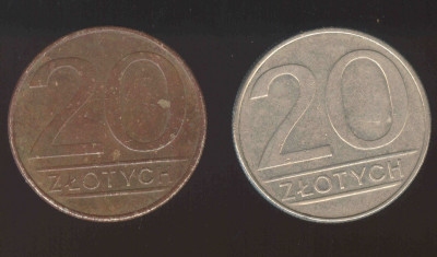Polska 20 złoty 1986 (dziwna patyna)