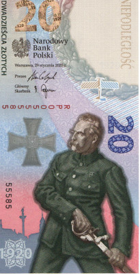 Bitwa Warszawska 1920 banknot 2020r. - numer:  55585