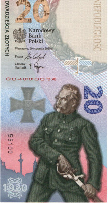Bitwa Warszawska 1920 banknot 2020r. - numer:  55100