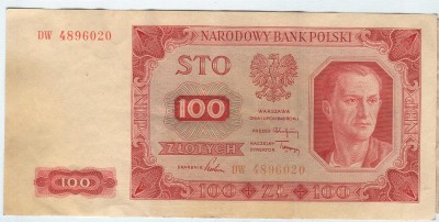 Banknot 100 Złotych 1948 rok seria DW