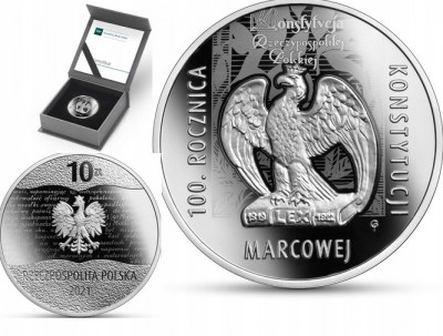 10 zł - 100. rocznica Konst. marcowej. Konstytucja marcowa