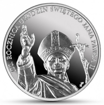 2020 r. 10 zł 100. roczn. ur. Jana Pawła II.