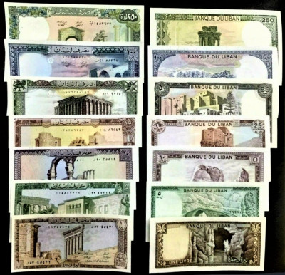 LIBAN 1980-1988-komplet 7 banknot&oacute;w UNC! GRATIS WYSYŁKA!