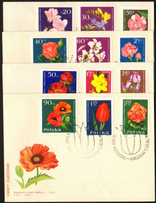FDC 1964 S-310 Fi 1392-1403 Kwiaty ogrodowe