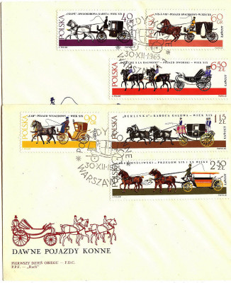 FDC 1965 S-331 Fi 1495-1503 Dawne pojazdy konne