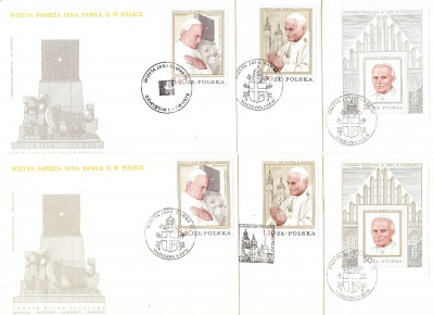 FDC 1979 S-617 Fi 2482-2483 bl 106a 106b Wizyta papieza