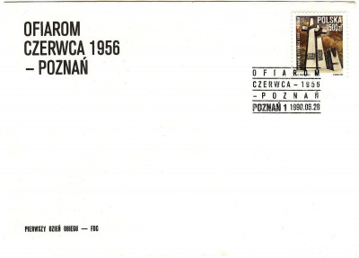 FDC 1990 S-873 Fi 3122 Pomnik w Poznaniu - Ofiarom Czerwca