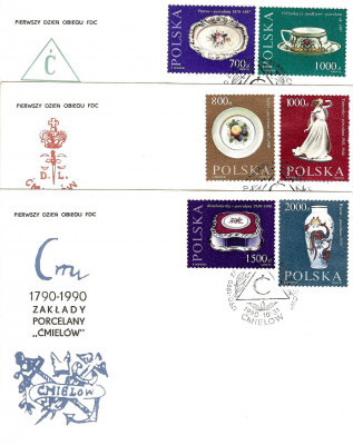 FDC 1990 S-882 Fi 3140-3145 200 lat zakladow porcelany
