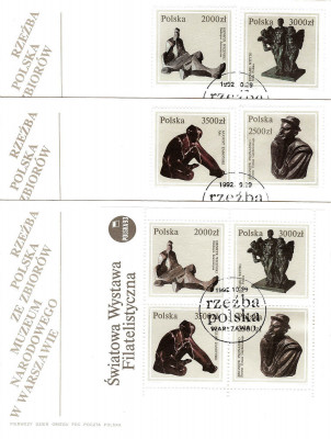 FDC 1992 S-931 Fi 3253-3256, BL 149 Rzezba polska