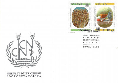 FDC 1992 S-936 Fi 3269-3270 Miedzynarodowa Konferencja FAO