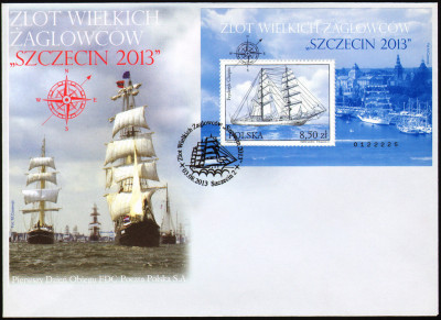 FDC 2013 S-1618 bl 251 Zlot Wielkich Żaglowc&oacute;w Szczecin