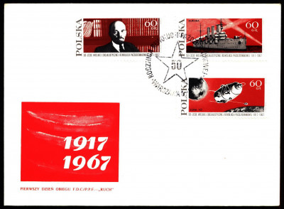 FDC 1967 S-364 Fi 1644-46 50 lat Rewolucji Październikowej