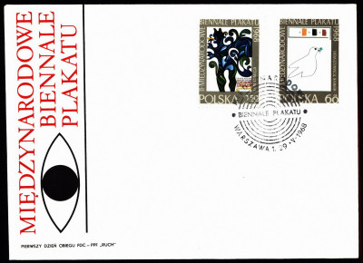 FDC 1968 S-375 Fi 1697-1698 II Międzynar. Biennale Plakatu