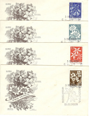 Argentyna FDC 1960 Mi 754-757 Stamp exhibition TEMEX 61