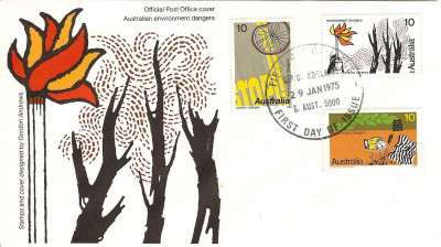 Australia FDC 1975 MI 569-571 Environment Dangers