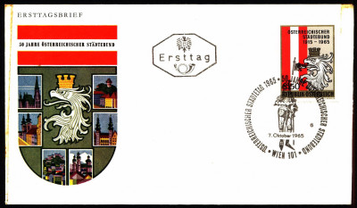 Austria FDC 1965 Mi 1196 50th Anniv. of Austrian City Union