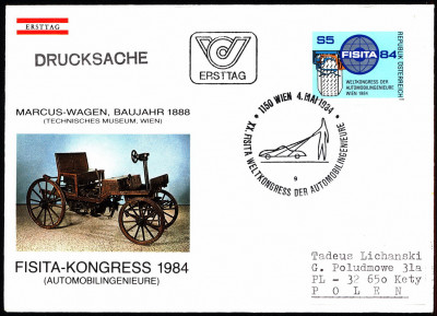 Austria FDC 1984 Mi 1770 FISITA World Congress, Vienna