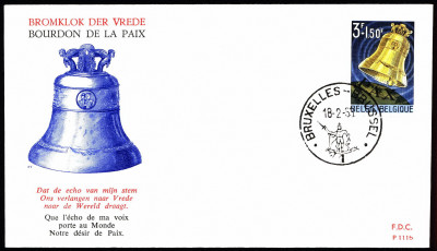 Belgia FDC 1963 Mi 1301 Peace Bells
