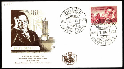 Belgia FDC 1963 Mi 1329 Jules Destr&eacute;e