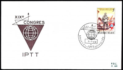 Belgia FDC 1966 Mi 1440 Mi 19th World IPTT Congress, Brussel