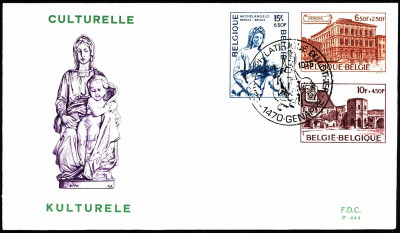 Belgia FDC 1975 Mi 1811-1813 Buildings and Sculptures