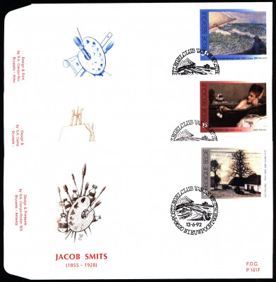 Belgia FDC 1992 Mi 2514-2516 Belgian Art Abroad