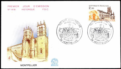 Francja FDC 1985 Mi 2493 Tourism Cathedral Montpellier