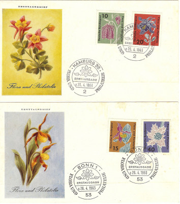 Niemcy (BRD) FDC 1963 Mi 392-395 Flora and Philately Exhibit