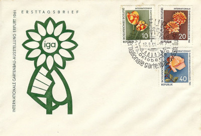 Niemcy (DDR) FDC 1961 Mi 854-856 Garden Expo