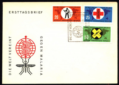 Niemcy (DDR) FDC 1963 Mi 942-944 Fight against Malaria