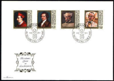Liechtenstein FDC 1981 Mi 784-7 Paintings of famous visitors