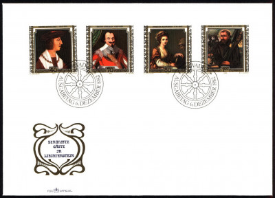 Liechtenstein FDC 1982 Mi 809-812 Paintings famous visitors