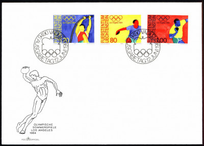 Liechtenstein FDC 1984 Mi 846-848 Summer Olympic Games 1984