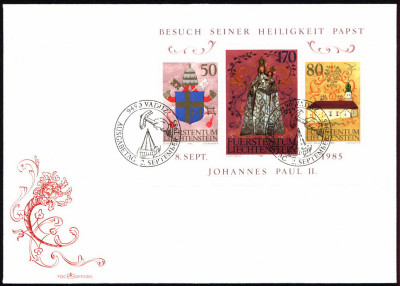Liechtenstein FDC 1985 Mi 878-880 BL12 Pope Johannes Paulus