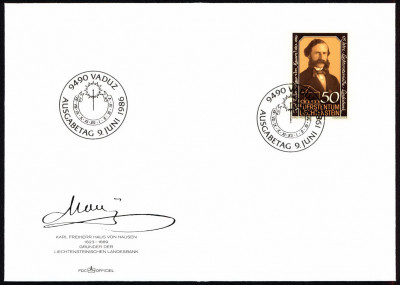 Liechtenstein FDC 1986 Mi 902 Karl Freiherr Haus von Hausen