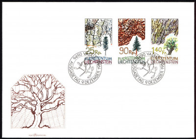 Liechtenstein FDC 1986 Mi 913-915 Trees and bushes