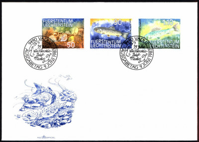 Liechtenstein FDC 1987 Mi 922-924 Fish I
