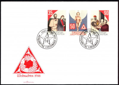 Liechtenstein FDC 1988 Mi 954-956 Christmas