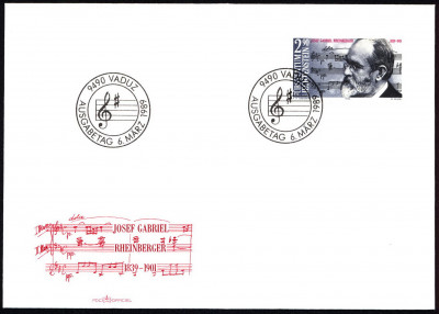 Liechtenstein FDC 1989 Mi 963 Rheinberger, Josef Gabriel