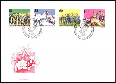 Liechtenstein FDC 1990 Mi 1000-1003 Mountains III