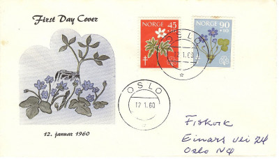 Norway FDC 1960 Mi 438-439 Tuberculosis Relief Fund- Flowers