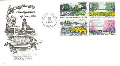 USA FDC 1969 Mi 975-978 Beautification of America Issue