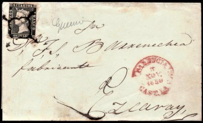 HISZPANIA 1850-koperta-znaczek 1a!